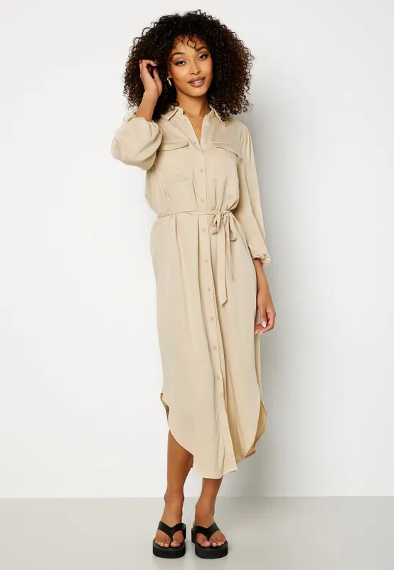 Embrace 3/4 Puff Sleeve Midi Dress (#1642)