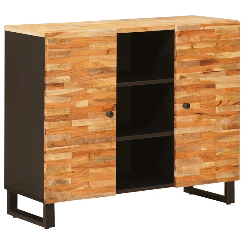 vidaXL Sidokabinett med låda Brun 90 x 33 x 75 cm Massivt mangoträ
