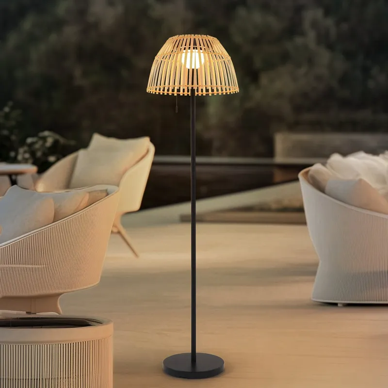 Eligio bärbar solcellsgolvlampa, natur - Lucande - Terrass - Boho - Bambu - Med en ljuskälla