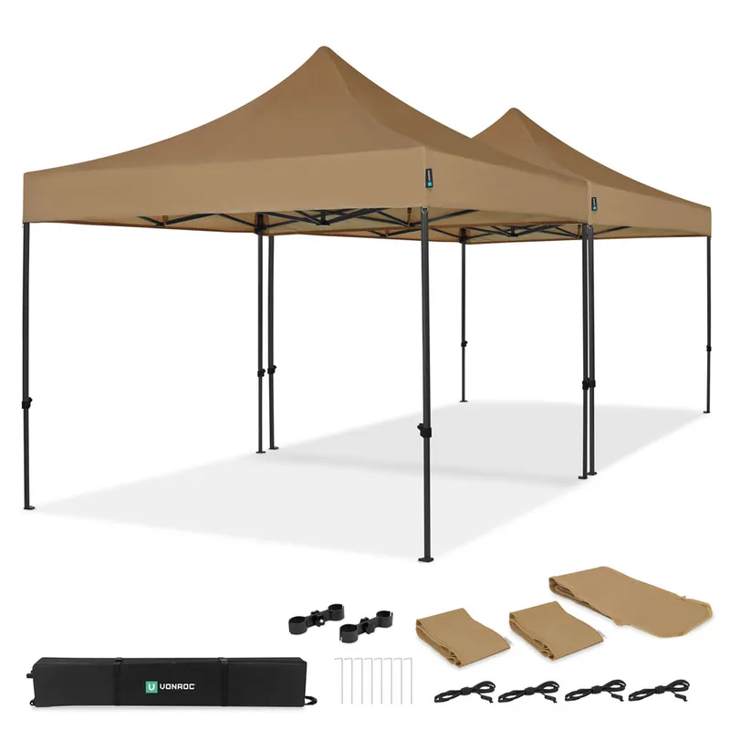 Easy-Up Partytält - 6×3 m | Set inkl. 2x Partytält och 1x Kopplingskit - Beige