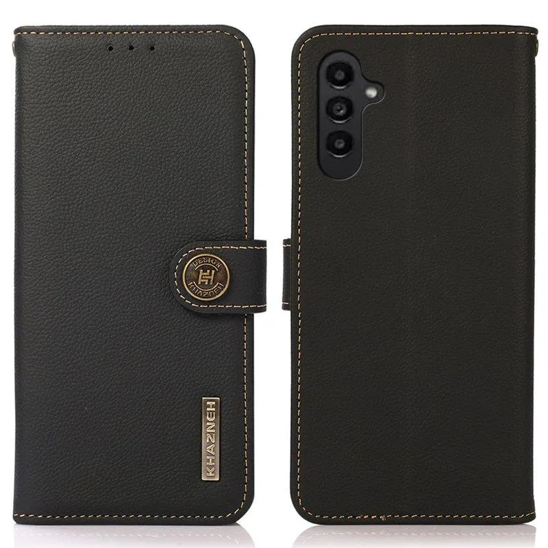 KHAZNEH Plånboksfodral för Samsung Galaxy S26 Plus Äkta läder RFID – Svart