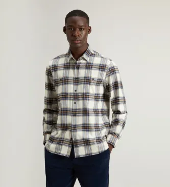 Woolrich för män. CFWOSI2001MRUT5058 Off-white rutig flanellskjorta (S), Vit, Casual, Bomull, Lång ärm