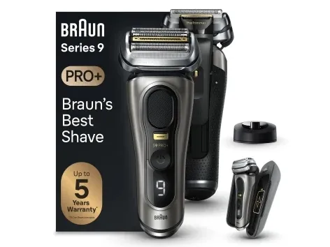Braun Series 9 Pro+ 9525s Wet & Dry, Folierakapparat, Metallisk, Batteri, Litium-Ion (Li-Ion), 90 min, Låda