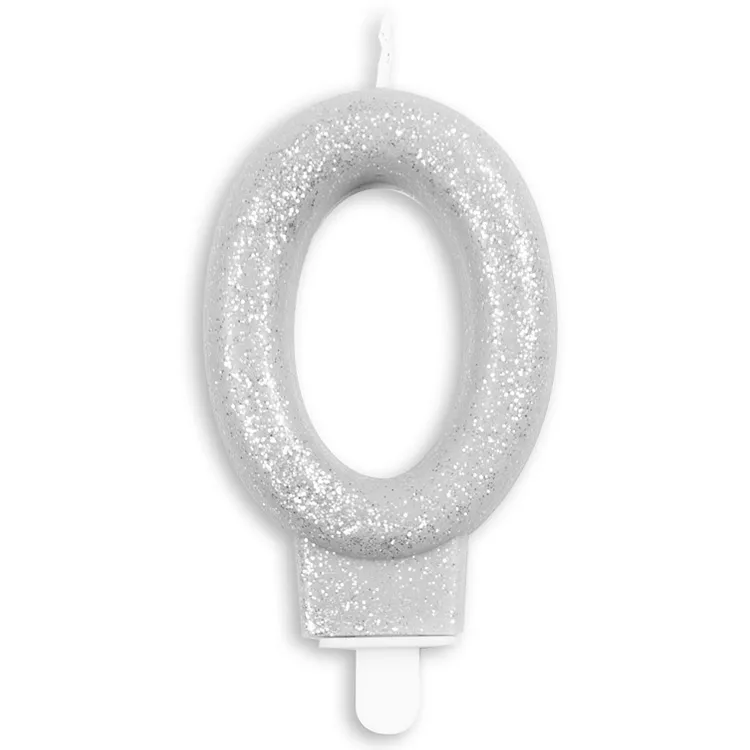 Tårtljus Siffra Glitter Silver – Siffra 0