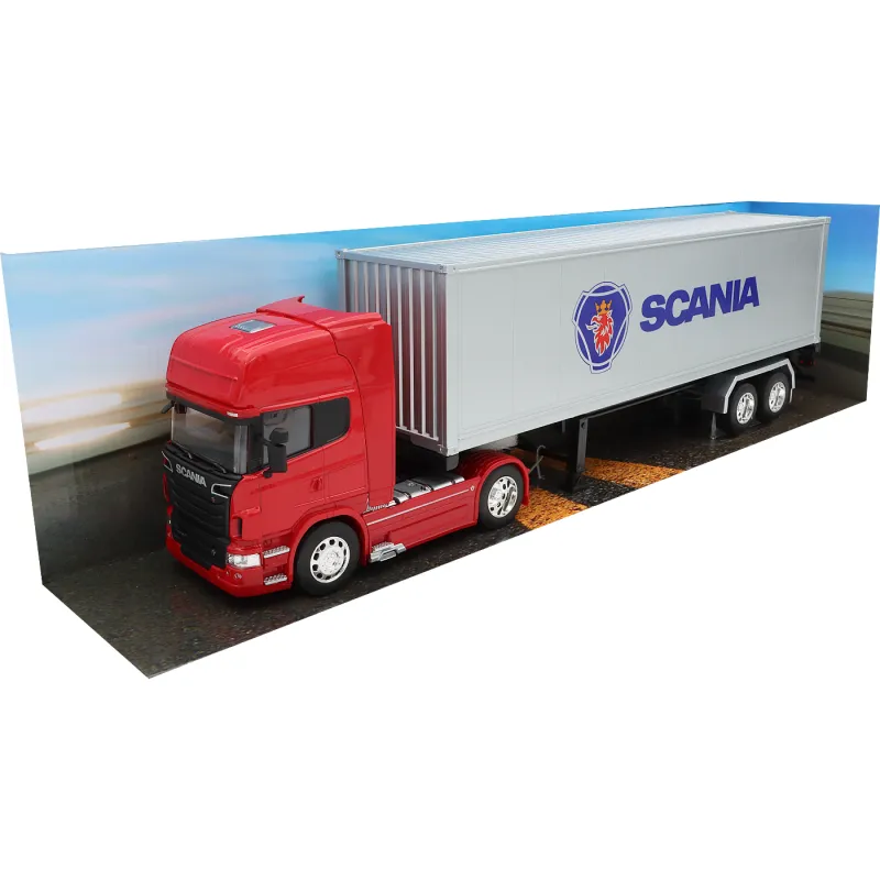 Scania V8 R730 med trailer - Röd - Welly - 1:32 - 49 cm