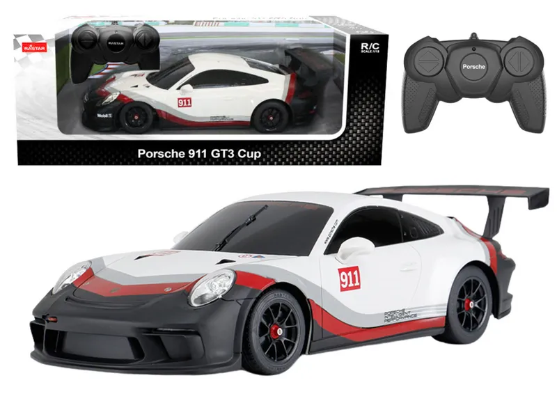 RC Bil 1:18 Skala, Vit-grå Porsche 911 GT3