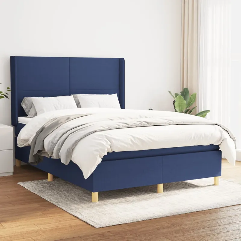 vidaXL Ramsäng med madrass blå 140×190 cm tyg (#6044)