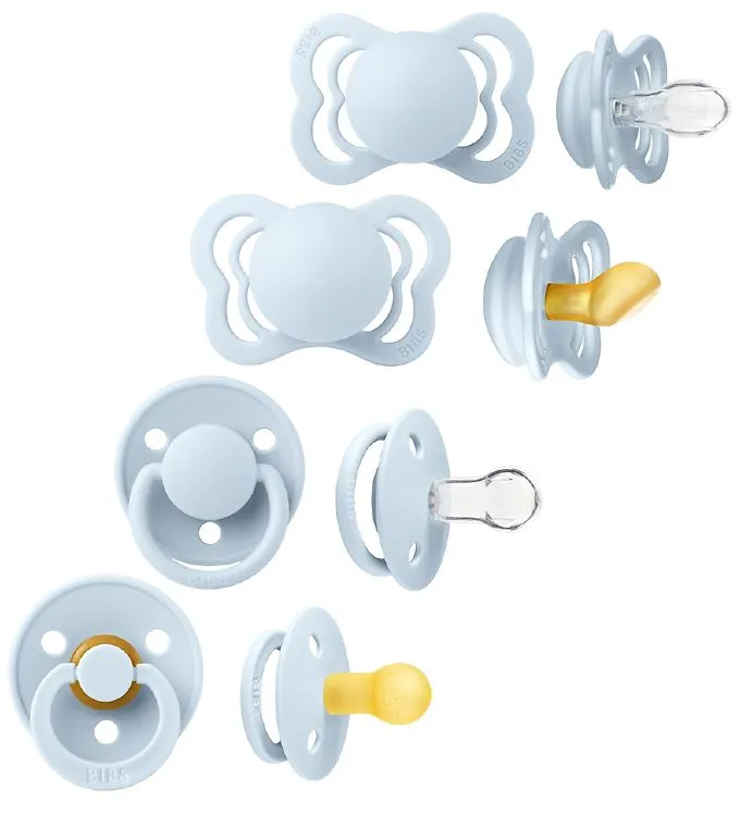 BIBS Try-it Collection Napp 4-pack Latex/Silikon One Size, Baby Blue