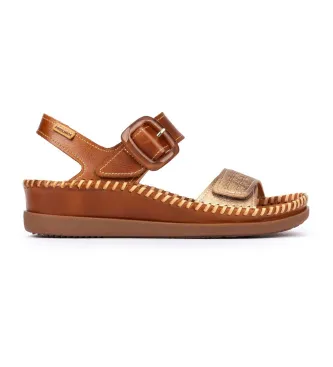 Pikolinos för kvinnor. W8K-0555C1 Sandaler i brunt läder Cadaques (38), Hud, 3 till 5 cm, Spänne, Casual