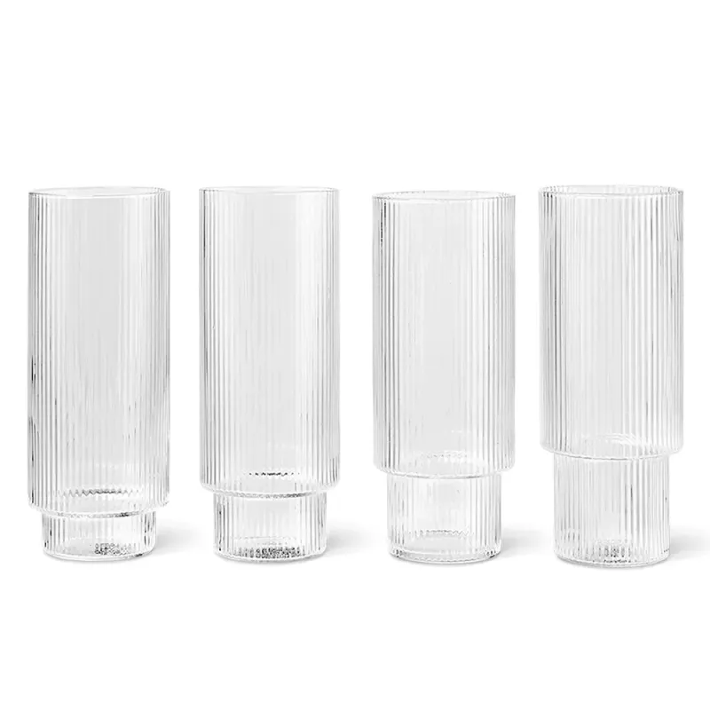 Ferm Living, Ripple Long Drink Glas 4-pack – Clear