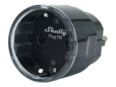 Shelly Plug PM Gen3 Black - WiFi 16A smartplugg med energimätning, utan inbyggt relä