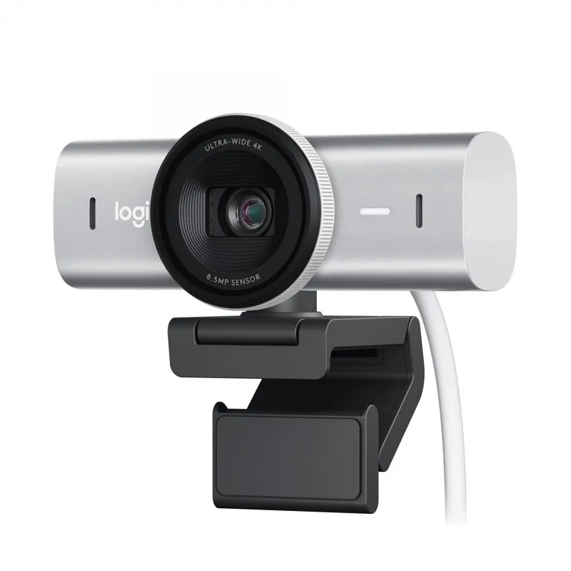 Logitech MX Brio Ultra HD 4K-webbkamera för samarbete och streaming – ljusgrå