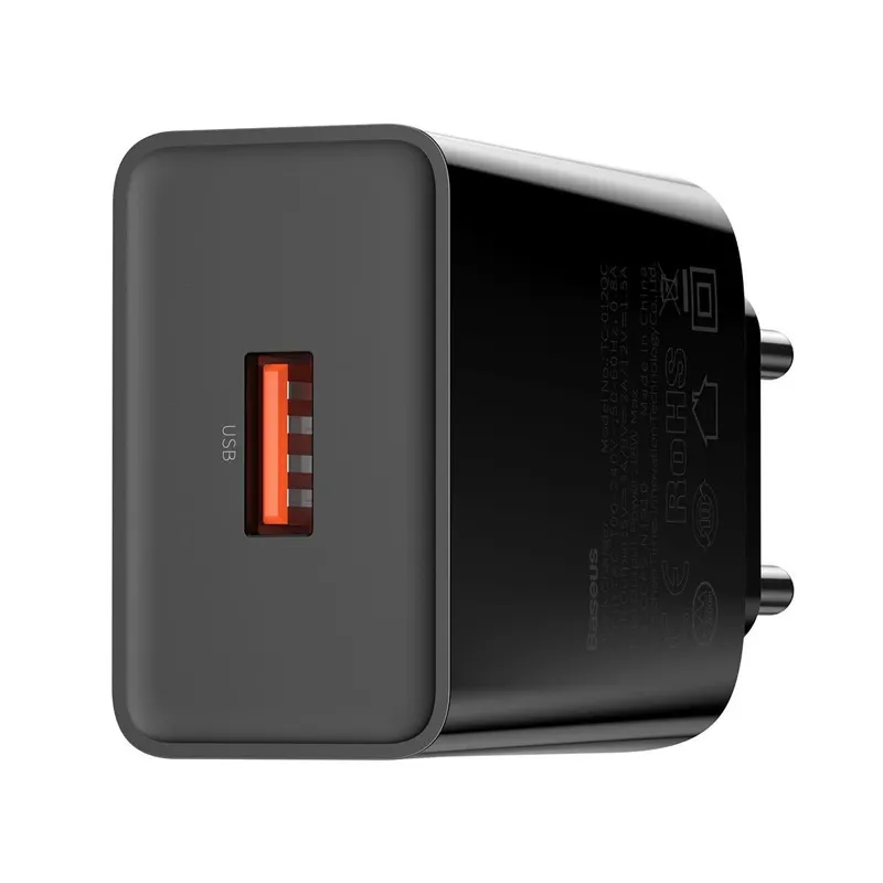 18W 3A USB-A QC3.0 Snabbladdare - Svart