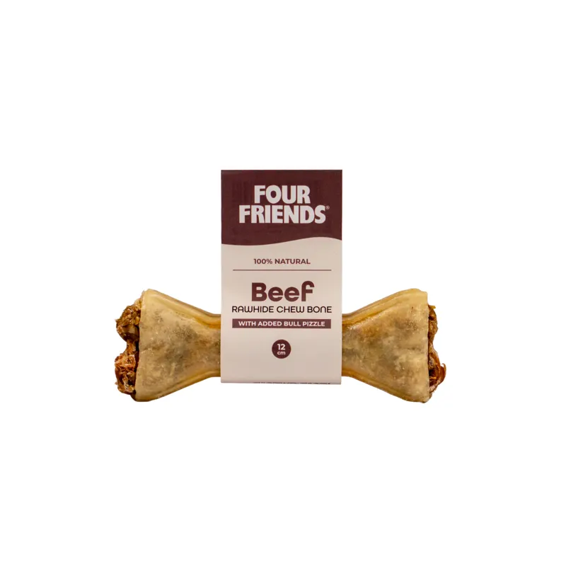 Natural Chews Beef Rawhide Chew Bone with Bull Pizzle till Hund - 12 cm