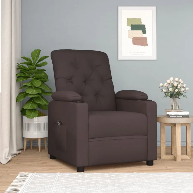 vidaXL Elektrisk reclinerfåtölj mörkbrun tyg (#0020)
