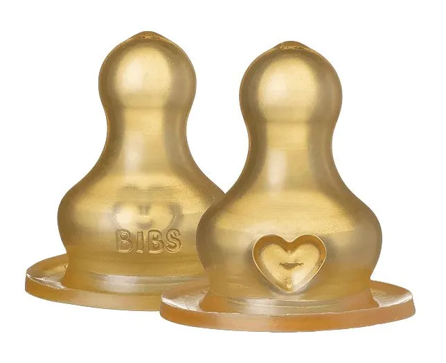 BIBS Baby Bottle Nipple Round Latex Medium Flow 2-pack