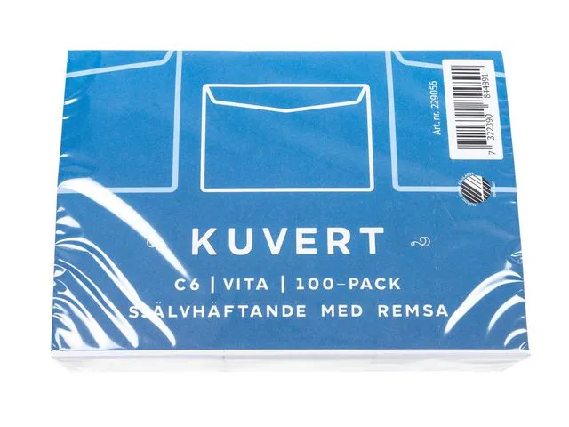Kuvert konsument C6 80g remsa vit 100/fp