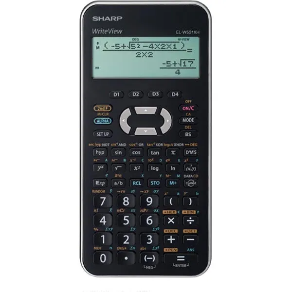 Sharp EL-W531 Education, teknisk gymnasie räknare, kalkylator med WriteView-display, 335 funktioner, svart/silver EL-W531XHBSL