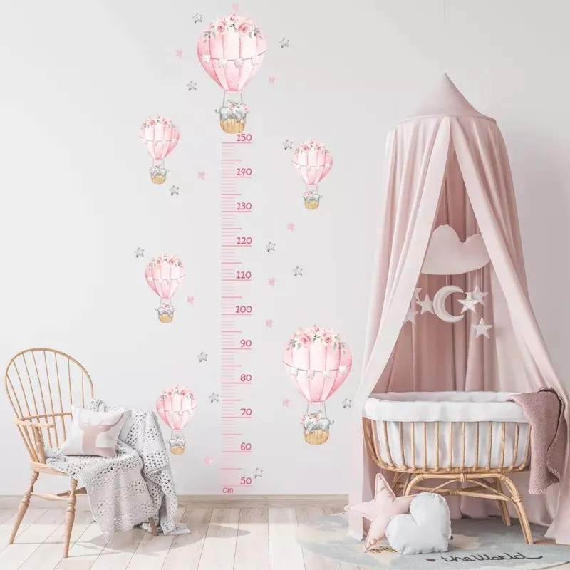 Väggdekal – Höjdmått / Elefant i luftballonger