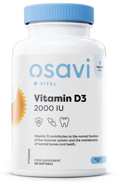 Osavi – Vitamin D3, 2000 IE, 120 mjukkapslar