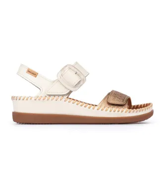 Pikolinos för kvinnor. W8K-0555C1 Lädersandaler i offwhite Cadaques-läder (40), Hud, Vit, 3 till 5 cm, Spänne, Casual