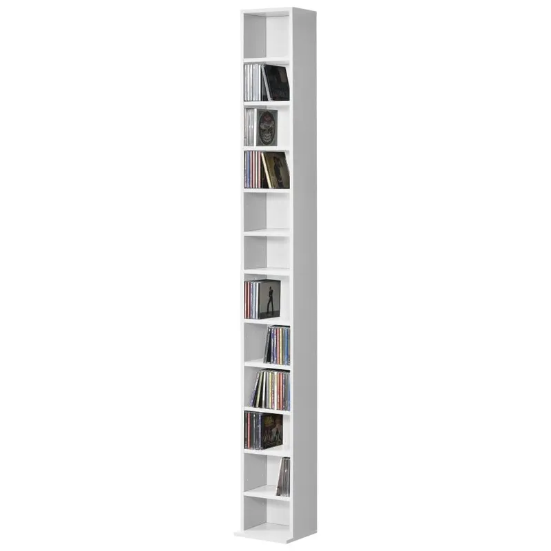 CD hylla bokhylla 175x20x20 cm vit [en.casa]