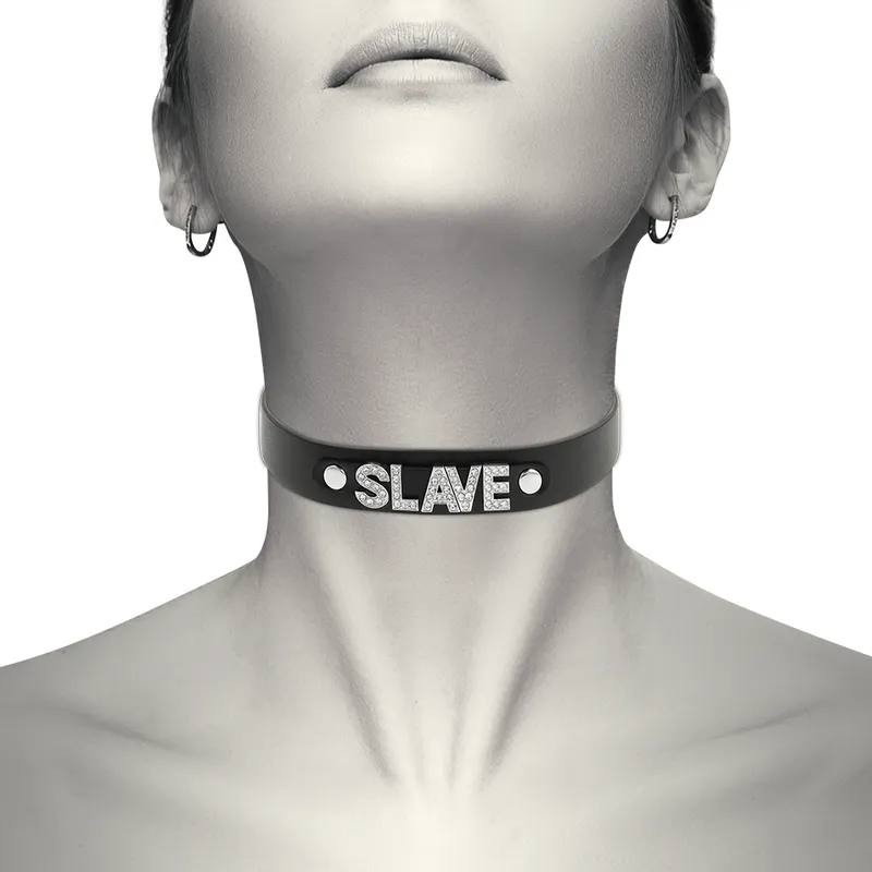 Chic Desire Slave – Halsband Choker i Veganskt läder – Svart