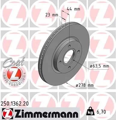 Bromsskiva ZIMMERMANN 250.1362.20