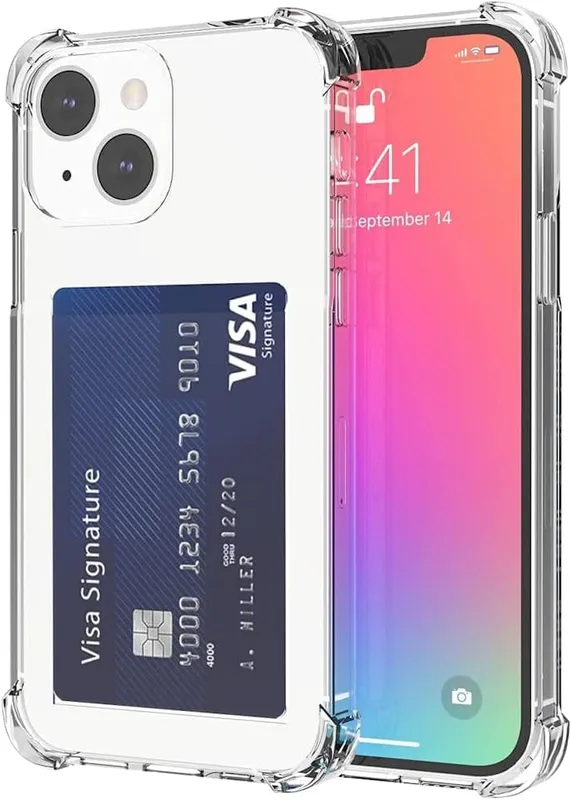 iPhone 13 Mini Transparent iPhone Skal med Korthållare