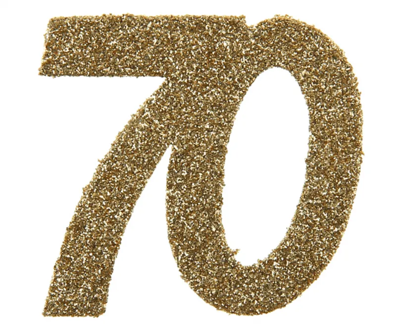 Konfetti guld 70 år, 6-pack