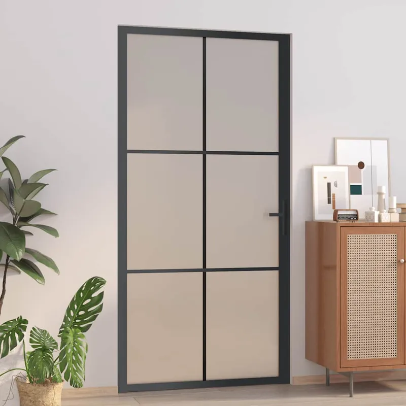 Vidaxl Innerdörr, 102,5X201,5 Cm, Svart, Glas och Aluminium