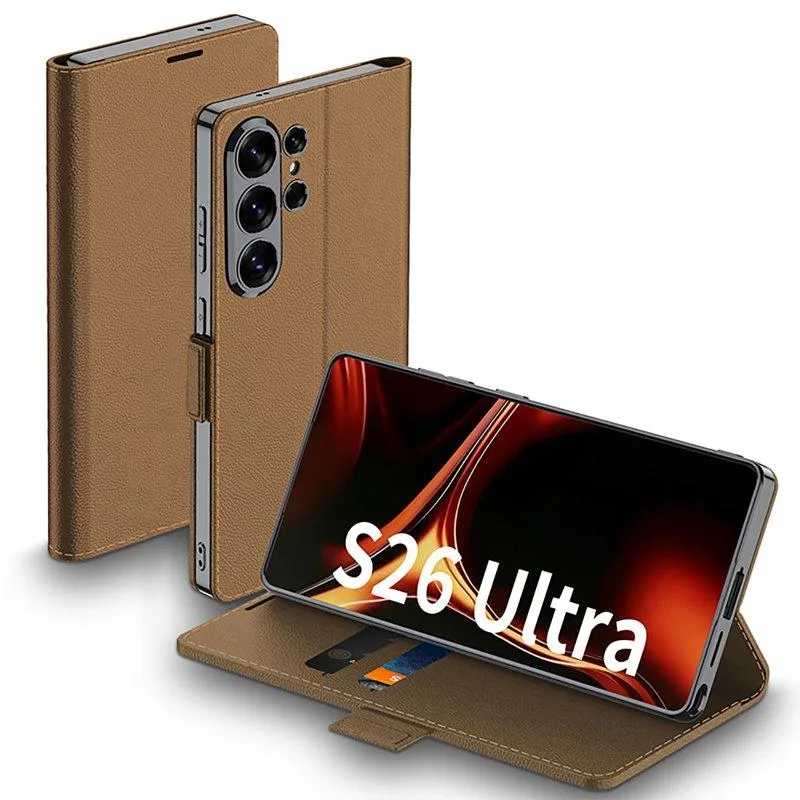 GKK Mobilfodral för Samsung Galaxy S26 Ultra Kickstand + Kortfack – Brun
