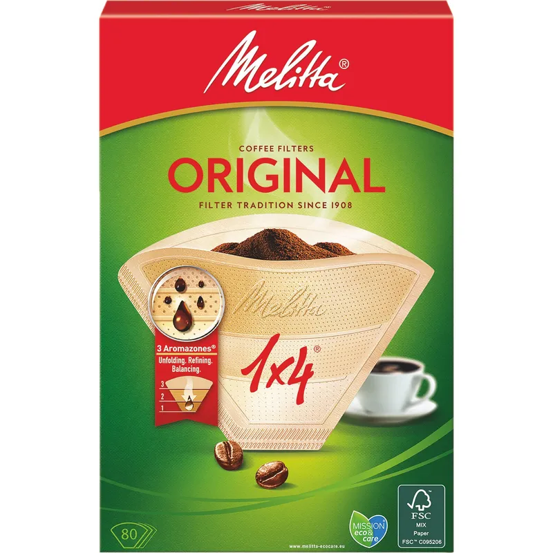 Melitta Kaffefilter Original 1×4 Oblekta 80st