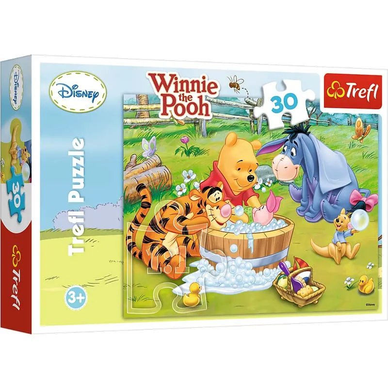 Pussel – Disney Nalle Puh: Nasse tar ett bad, 30 Bitar