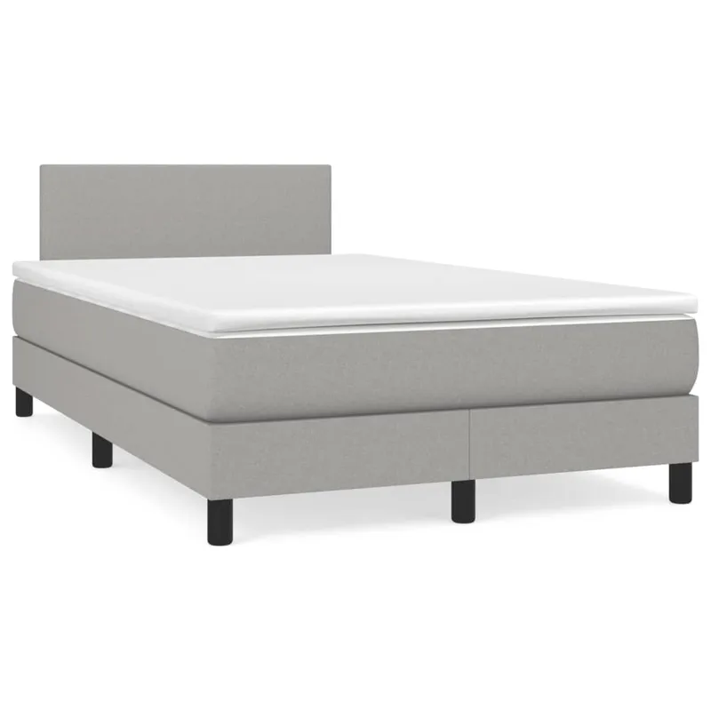 vidaXL Ramsäng med madrass & LED ljusgrå 120×190 cm tyg (#9124)