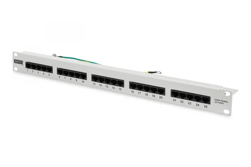 DIGITUS CAT 3 ISDN – Patch-panel – rackmontering – CAT 3 – RJ-45 X 25 – grå, RAL 7035 – 1U – 19