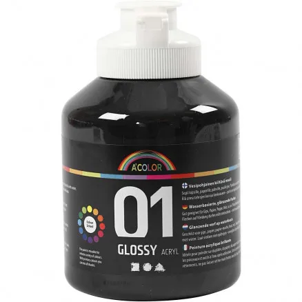 Akrylfärg blank 500 ml svart