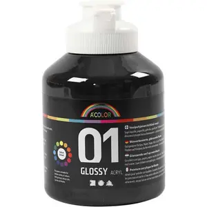 Akrylfärg blank 500 ml svart