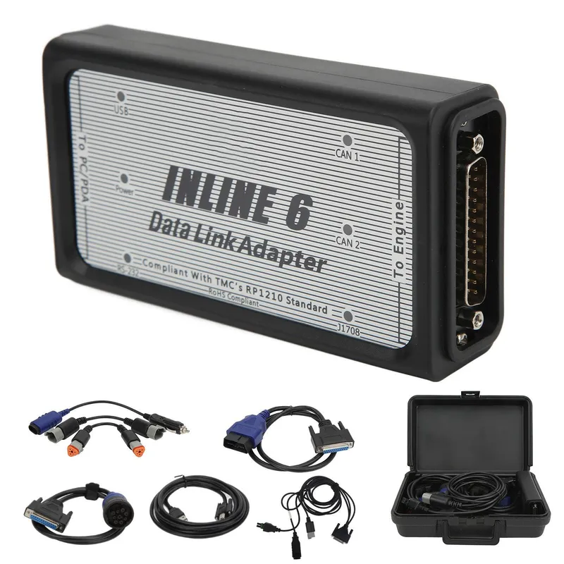 För INLINE 6 Datalänkadapterkit Kraftig Diagnostisk OBD2-skanner för Cummins-motor J1939