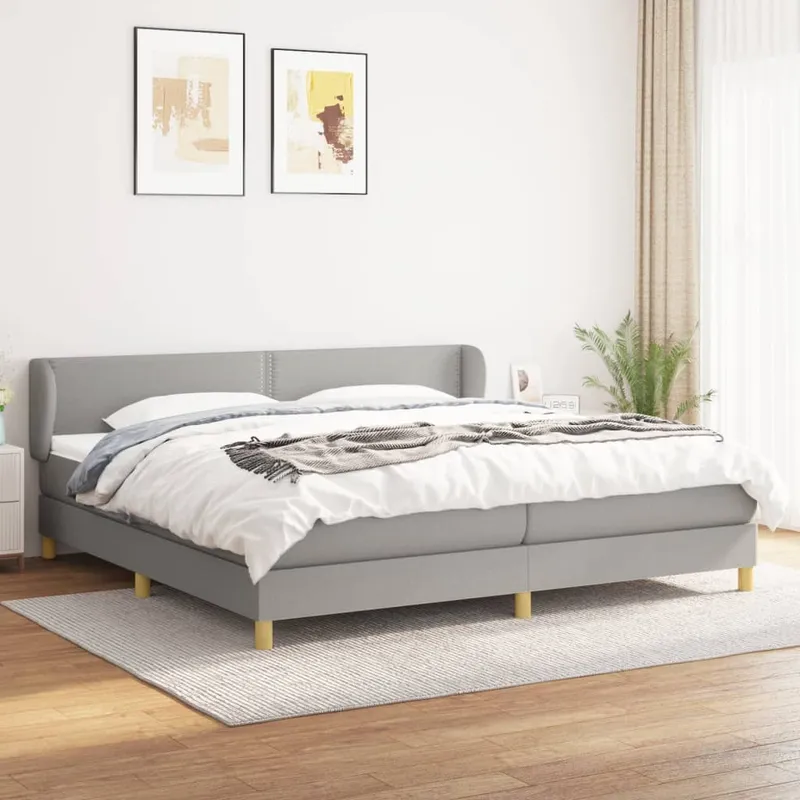vidaXL Ramsäng med madrass ljusgrå 200×200 cm tyg (#6259)