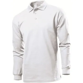 Stedman Polo Long Sleeve Men Vit bomull Medium Herr