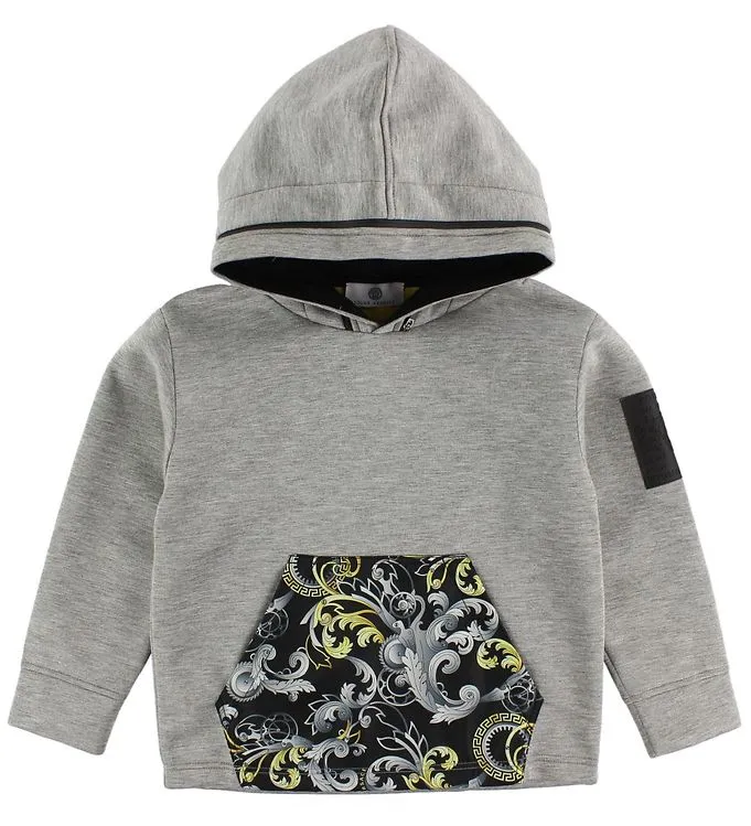 Young Versace Hoodie - Gråmelerad m. Gul Mönster