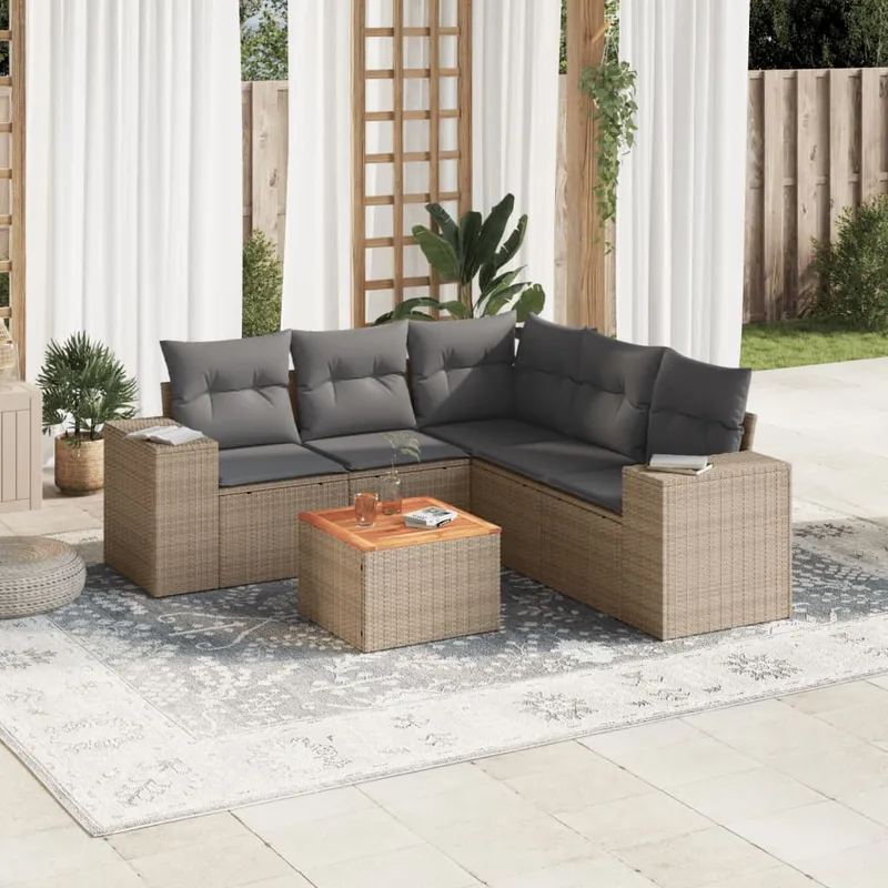 vidaXL Patio Sofa Set 5-sits Beige and Grey