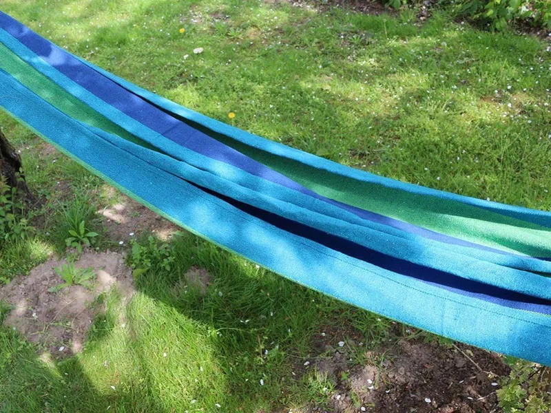 Hängmatta i Bomull 200x80cm – Blå Randig