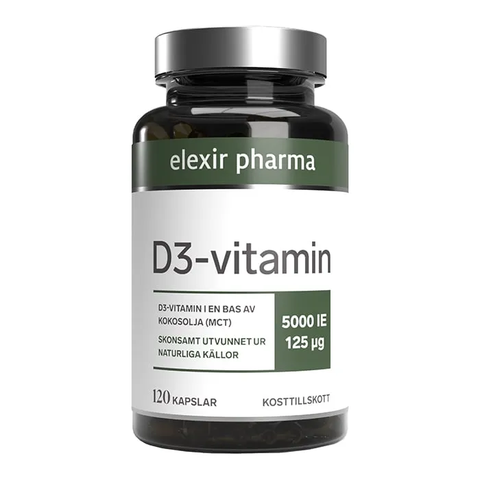 Elexir Pharma D3-Vitamin 5000IE, 120 kapslar 120 st