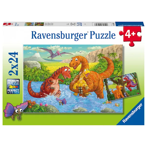Lekande dinosaurier Pussel 2x24 bitar Ravensburger