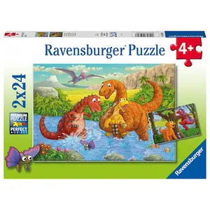 Lekande dinosaurier Pussel 2x24 bitar Ravensburger