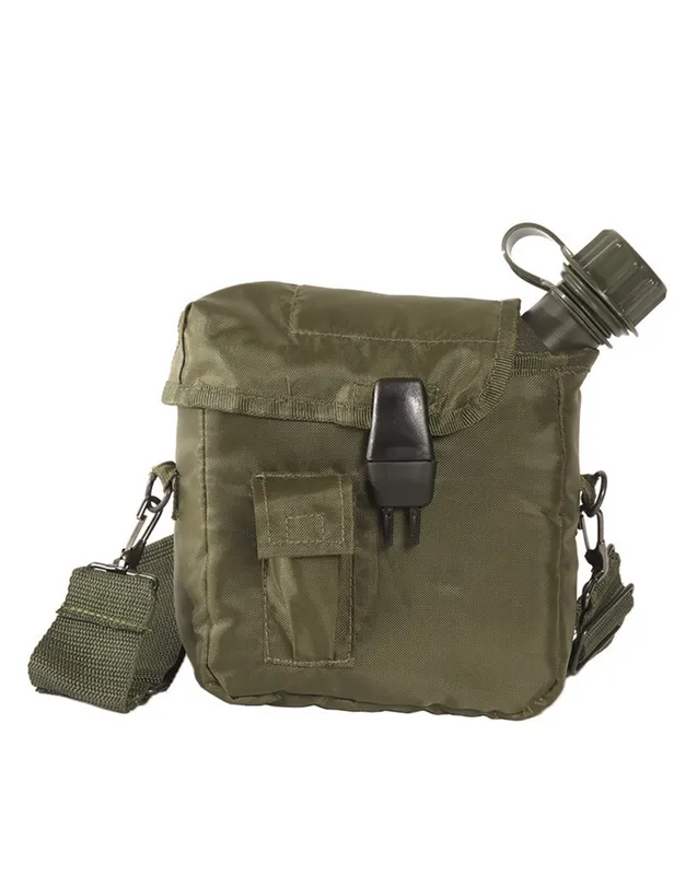 Mil-Tec Svart US 2QT-kantin med lock och bärrem 1,9L Oliv