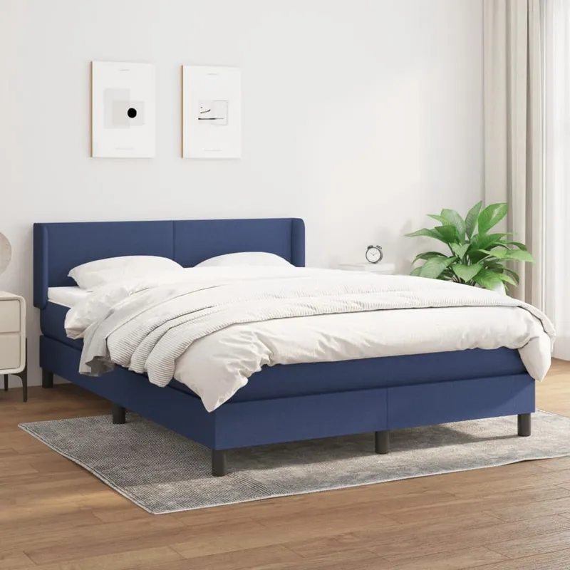 vidaXL Ramsäng med madrass blå 140×190 cm tyg (#3243)