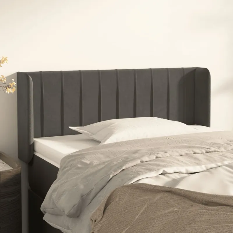 vidaXL Sänggavel med kanter mörkgrå 83x16x78/88 cm sammet (#9014)